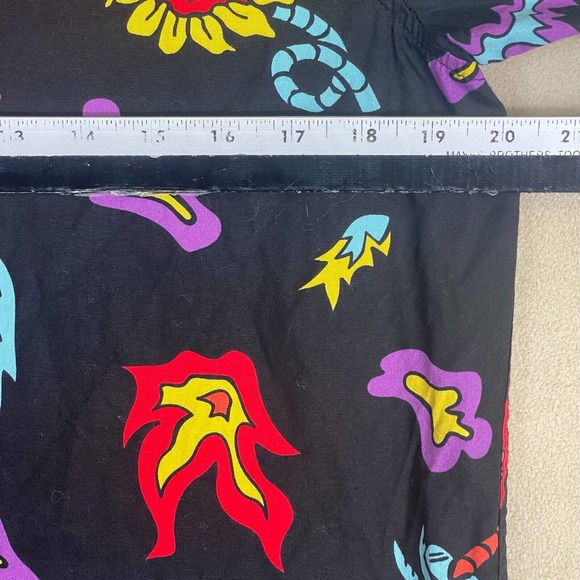 NEFF Flaming Daisy Fireball Button Up Short‎ Sleeve All Over Print Shirt Mens S - Picture 5 of 9